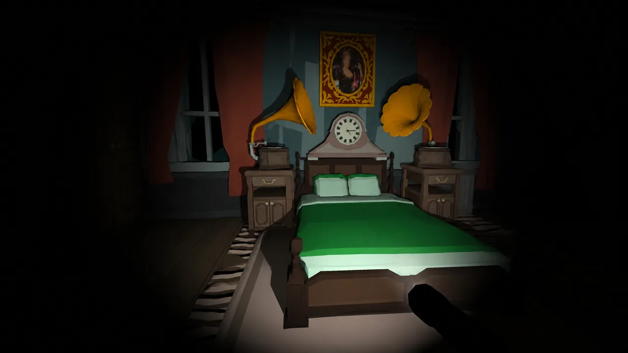 Cursed Manor Escape shadowy figure inside a dark room