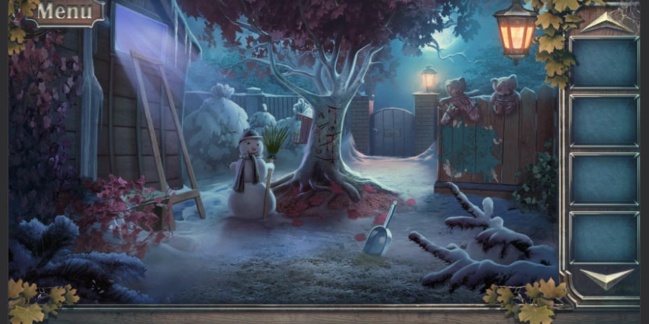 Jardim nevado com puzzle em Escape The Nightmare