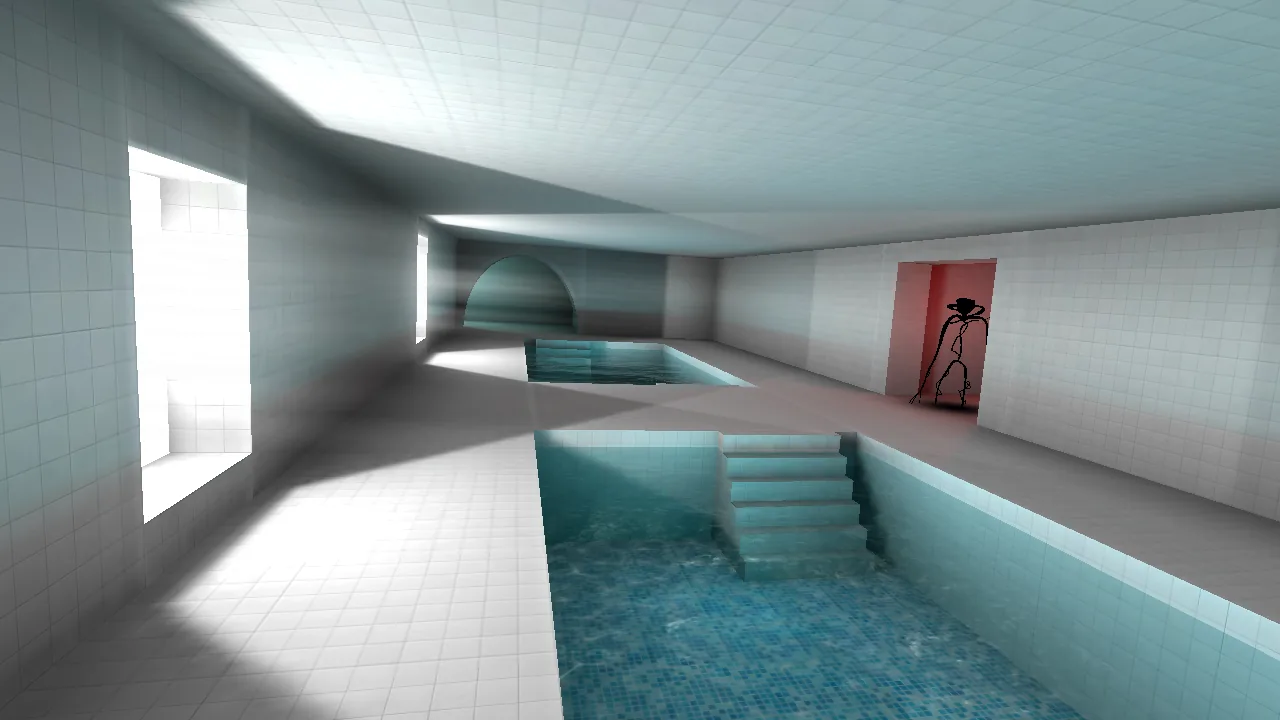 Exit the Backrooms Level 37 endless tiled pool hall