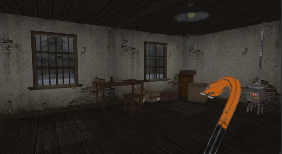 Habitación de Grandpa Cannibal con palanca y estufa