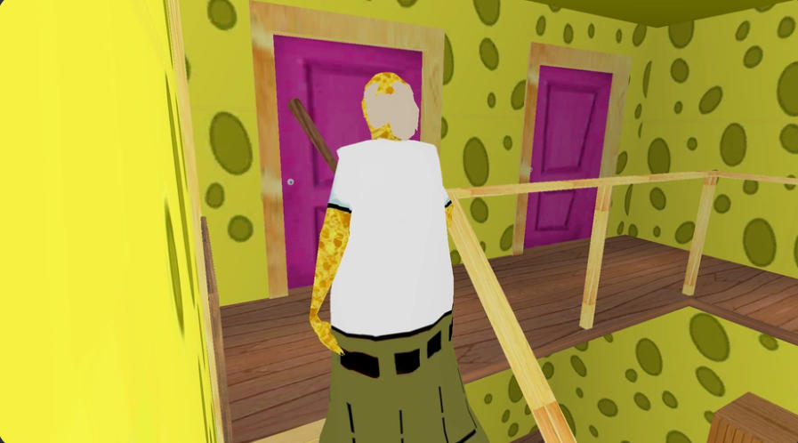 Granny Sponge Bob escondiendose de Granny