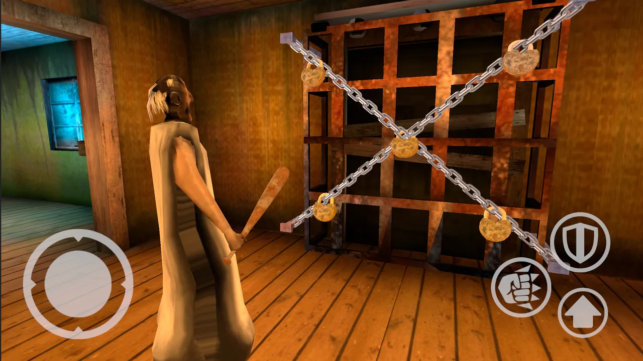 Granny vs Grandpa Online chained and padlocked last door waiting for keys