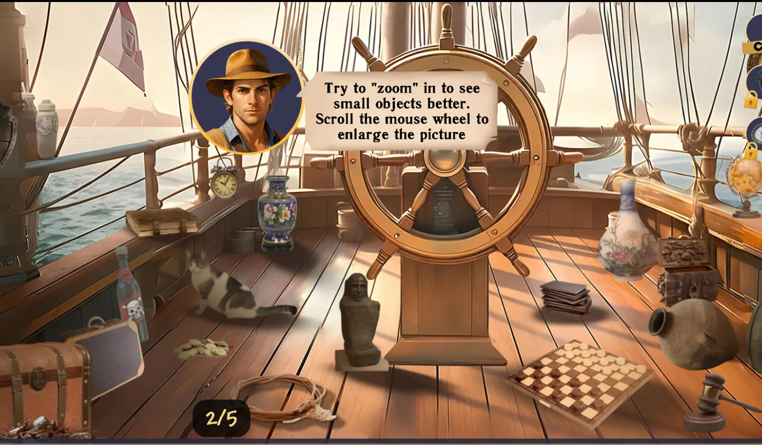 Hidden Objects Island Secrets - cena cheia de detalhes