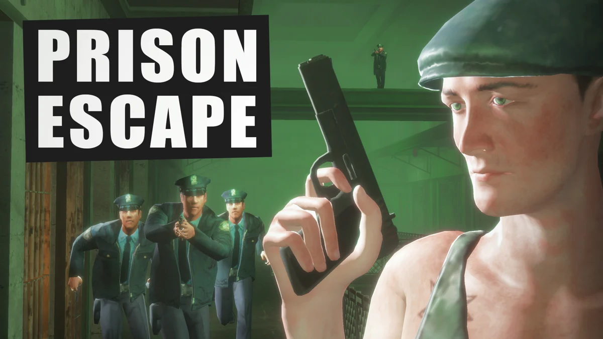Prisionero armado de Prison Escape mientras los guardias registran la prisión 3D