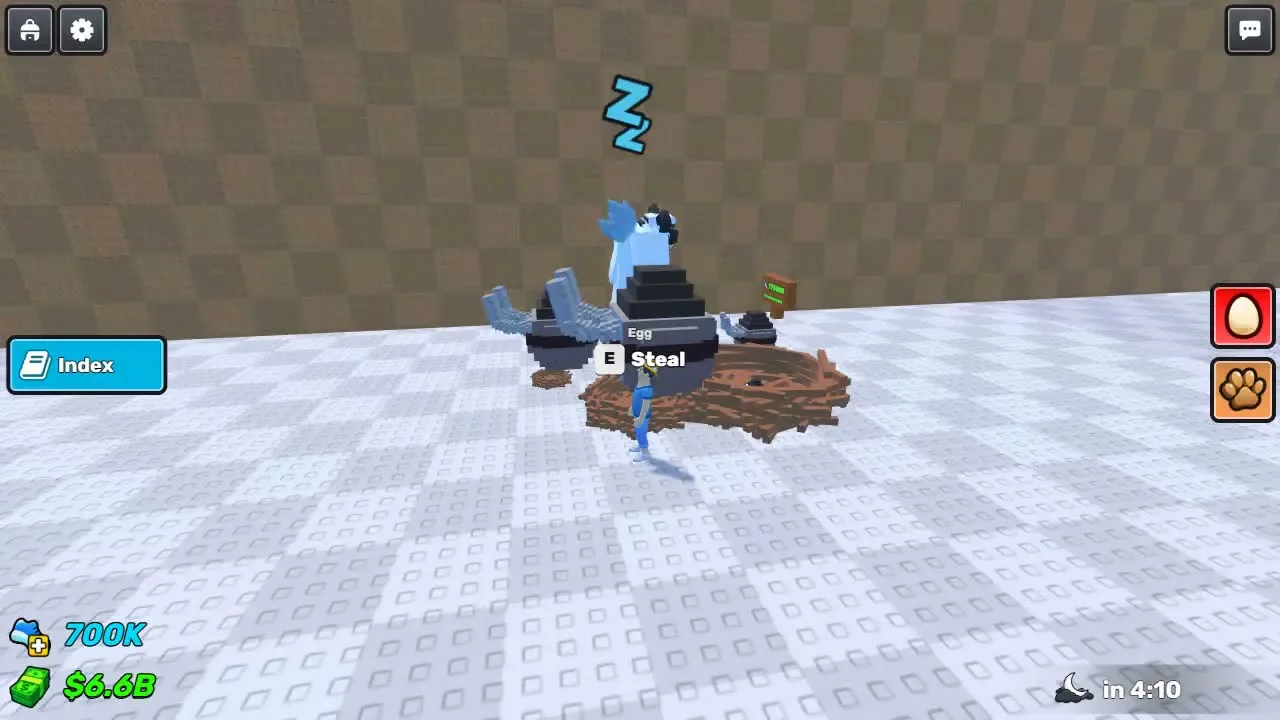 Steal an Egg and Run video preview showing a sleeping creature above an egg nest
