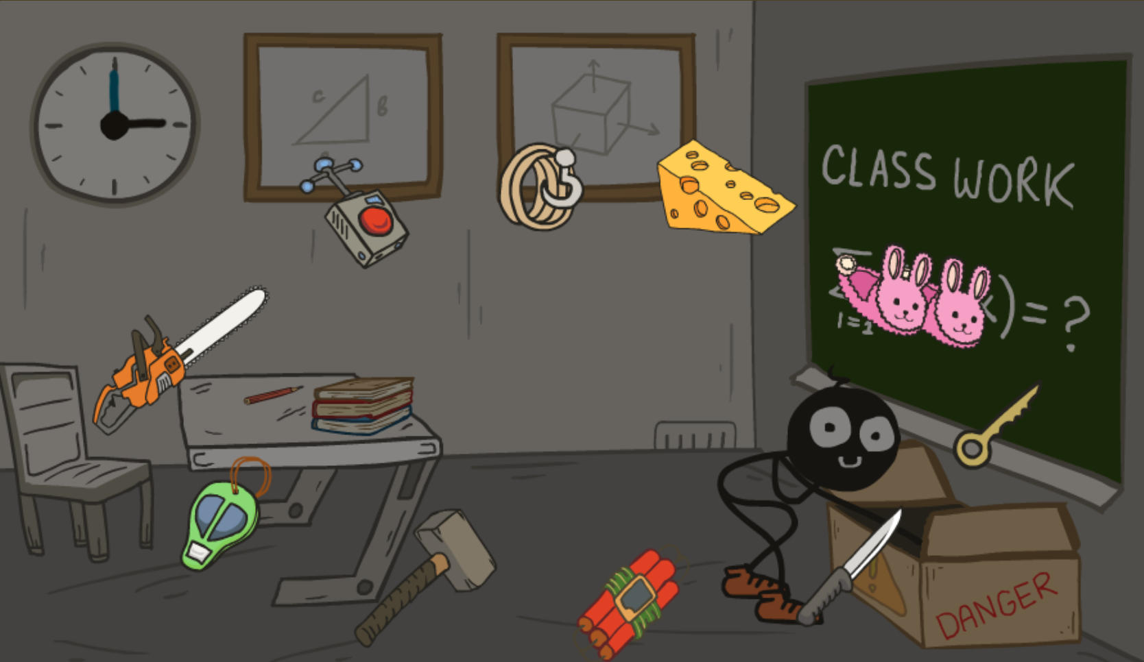 スティックマン脱出:学校編 - 学校の様々な場所を探索!