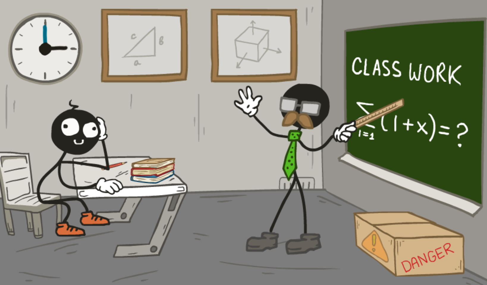 スティックマン脱出:学校編 - ユーモアあふれる仕掛けが満載!