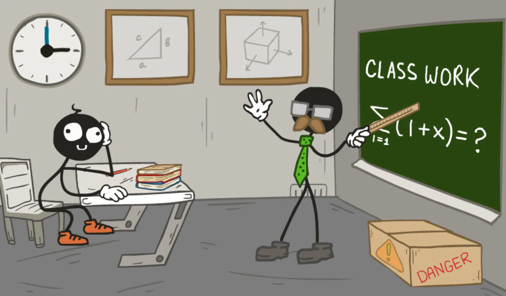 Stickman Escape School - objetos e rota